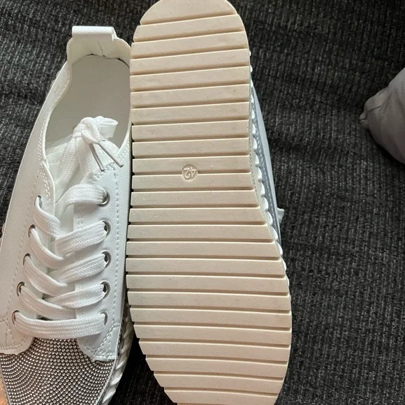 White Rhinestone Women's Sneakers - Picture 3 of 4